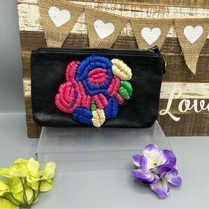 💋Tulu black leather wristlet wallet change coin purse 👛 New without tags